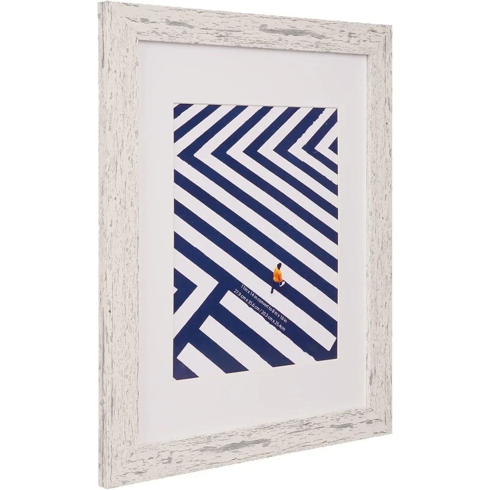 11x14 inch White Picture Frame 2 Pcs in 1 set Can Display 8x10 Picture with Mat